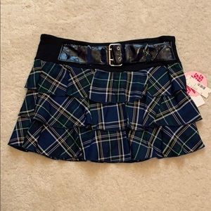 Ransom Girl 18 1/2 Layered mini skirt navy buckle